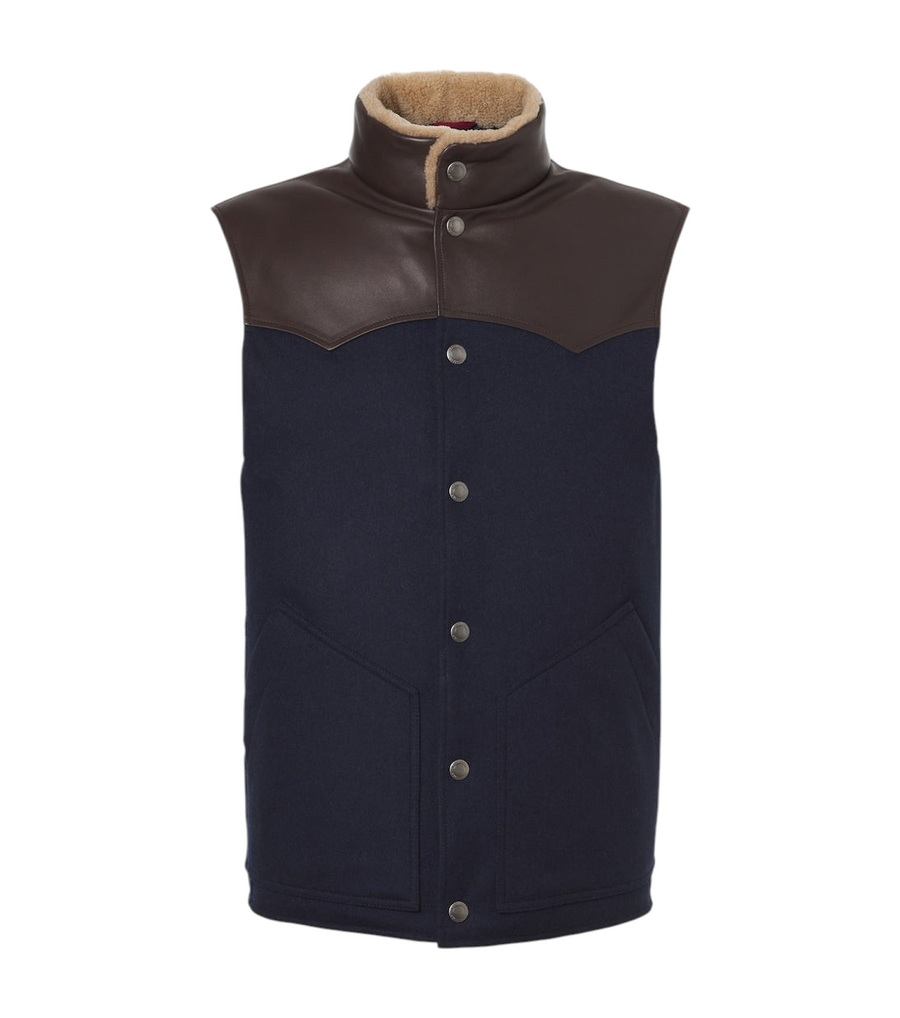 Brunello Cucinelli Shearling-trimmed wool vest