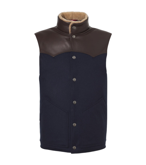 Brunello Cucinelli Shearling-trimmed wool vest