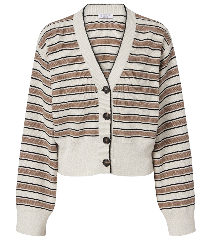 Brunello Cucinelli Striped cotton-blend cardigan