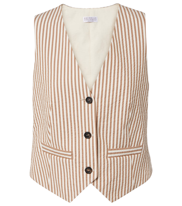 Brunello Cucinelli Striped cotton-blend vest
