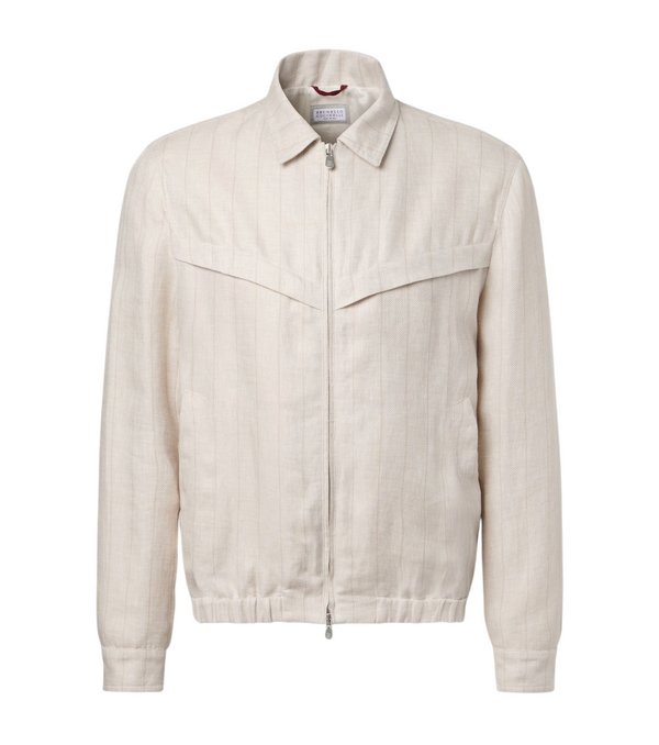 Brunello Cucinelli Striped linen blouson jacket