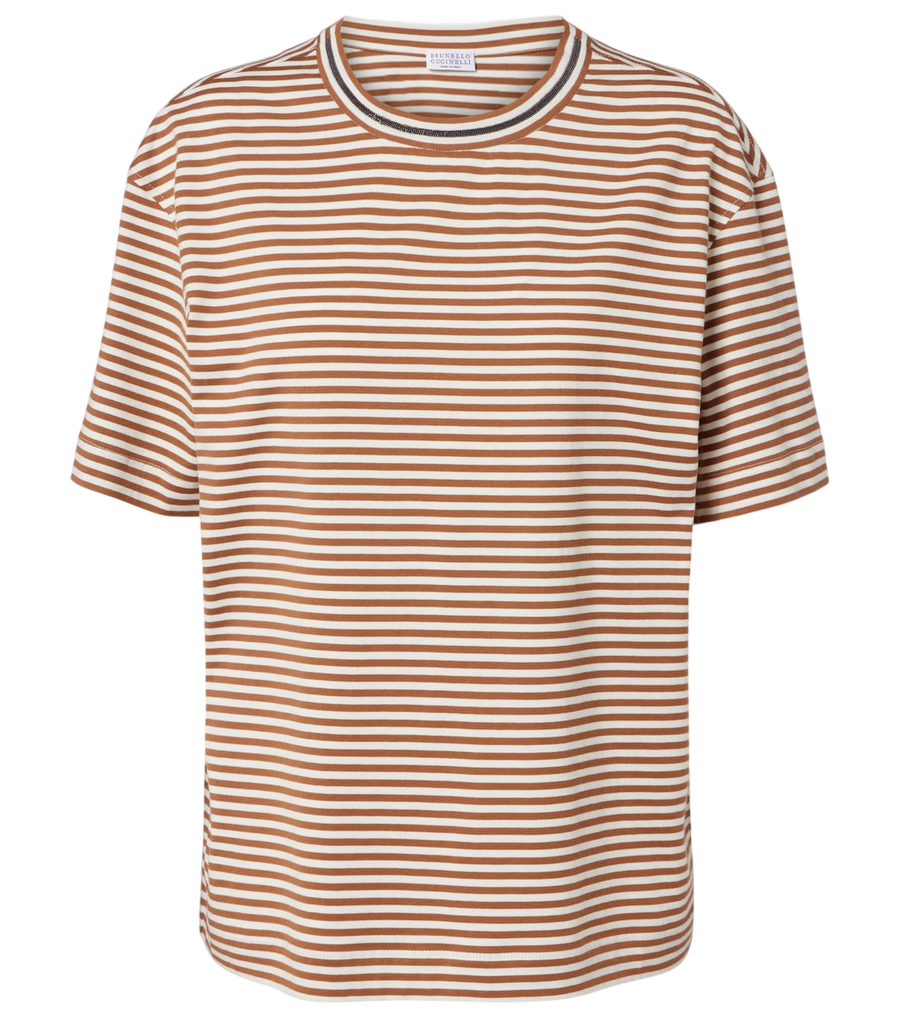 Brunello Cucinelli Striped oversized cotton jersey T-shirt