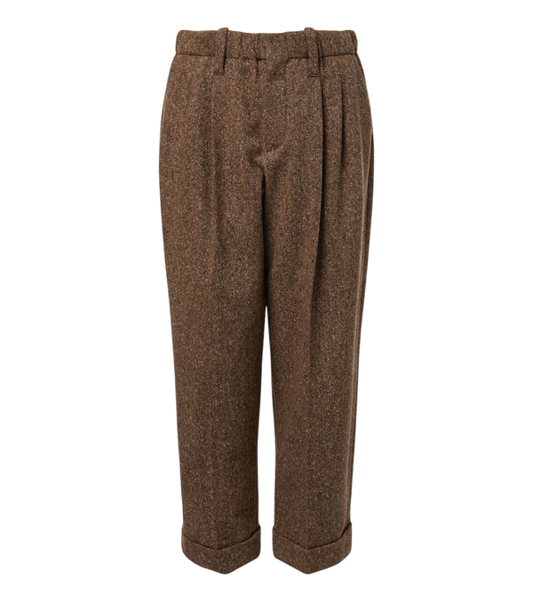 Pantalones anchos de corte cropped en mezcla de lana de Brunello Cucinelli