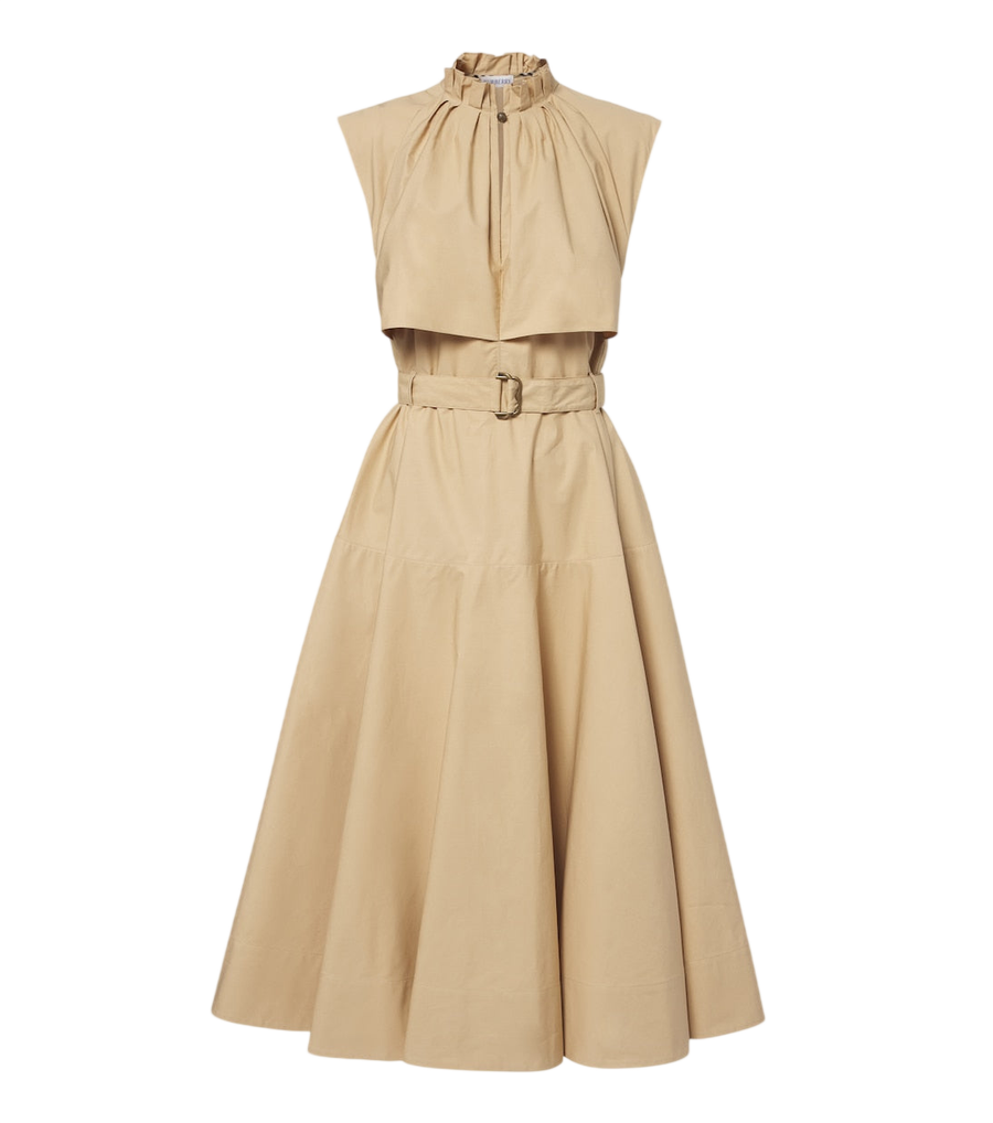 Vestido midi de Burberry en popelina de algodón con capa