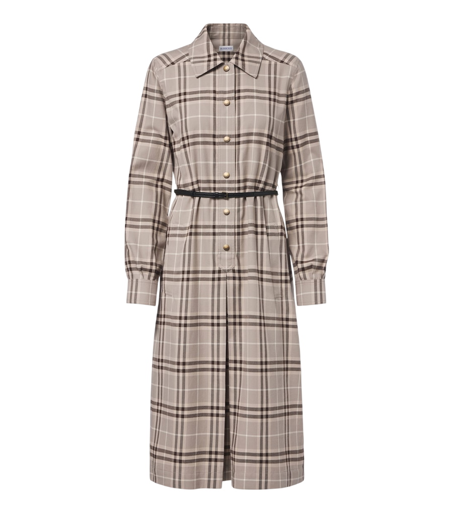 Burberry Check belted cotton shirt dress