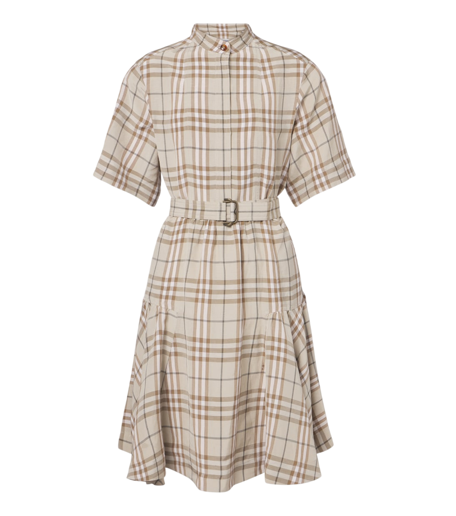 Robe courte Burberry à carreaux avec ceinture