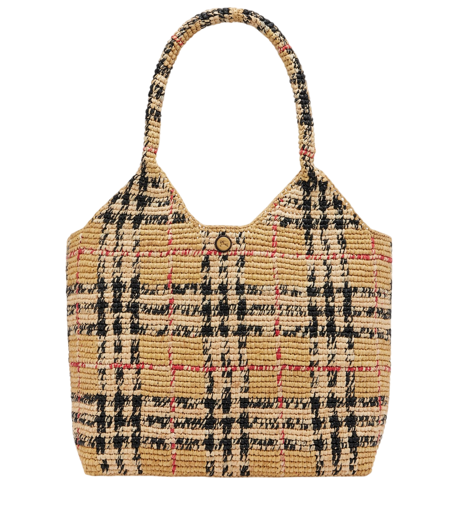Burberry Check Large raffia tote bag