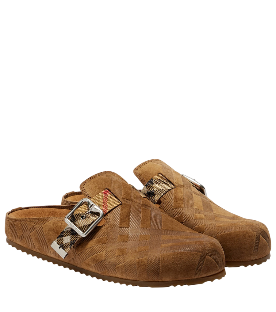 Burberry Checked suede clogs