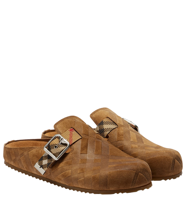 Burberry Checked suede clogs