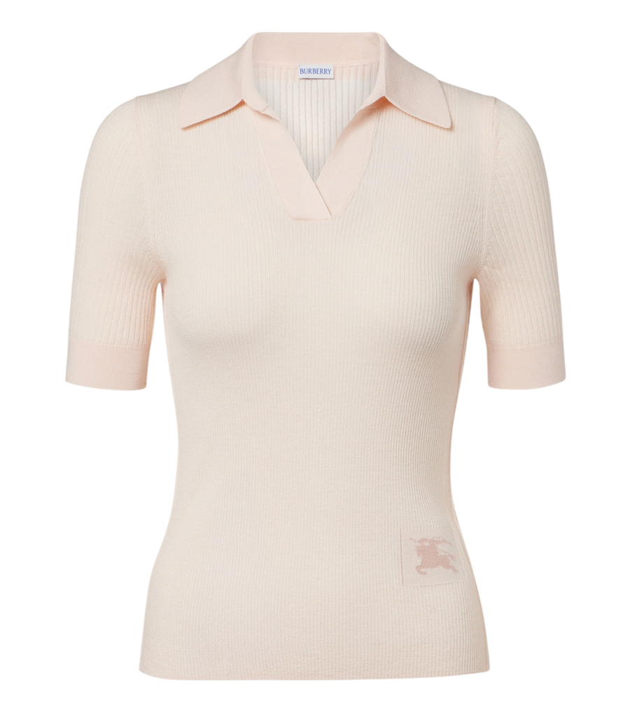 Burberry EKD ribbed-knit cashmere polo shirt