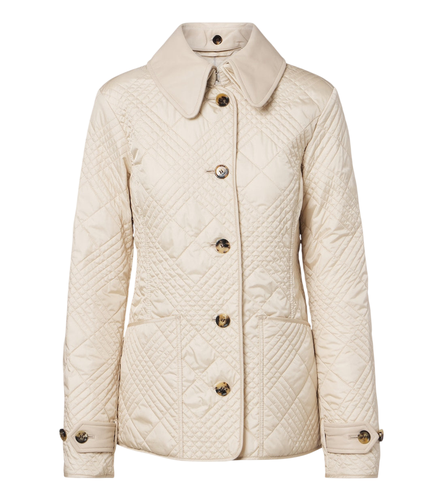Burberry Fernleigh leather-trimmed quilted jacket