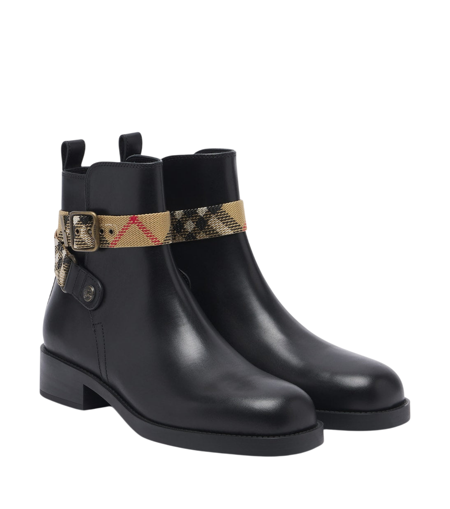 Burberry Huntley Burberry Check leather ankle boots