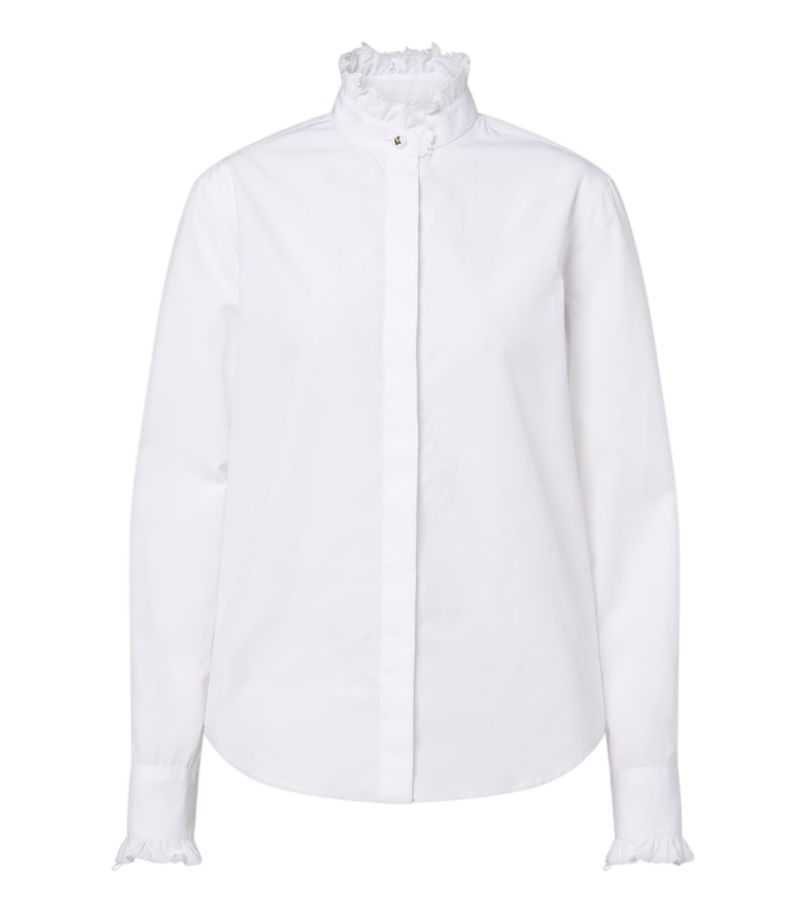 Burberry Logo ruffled cotton poplin shirt