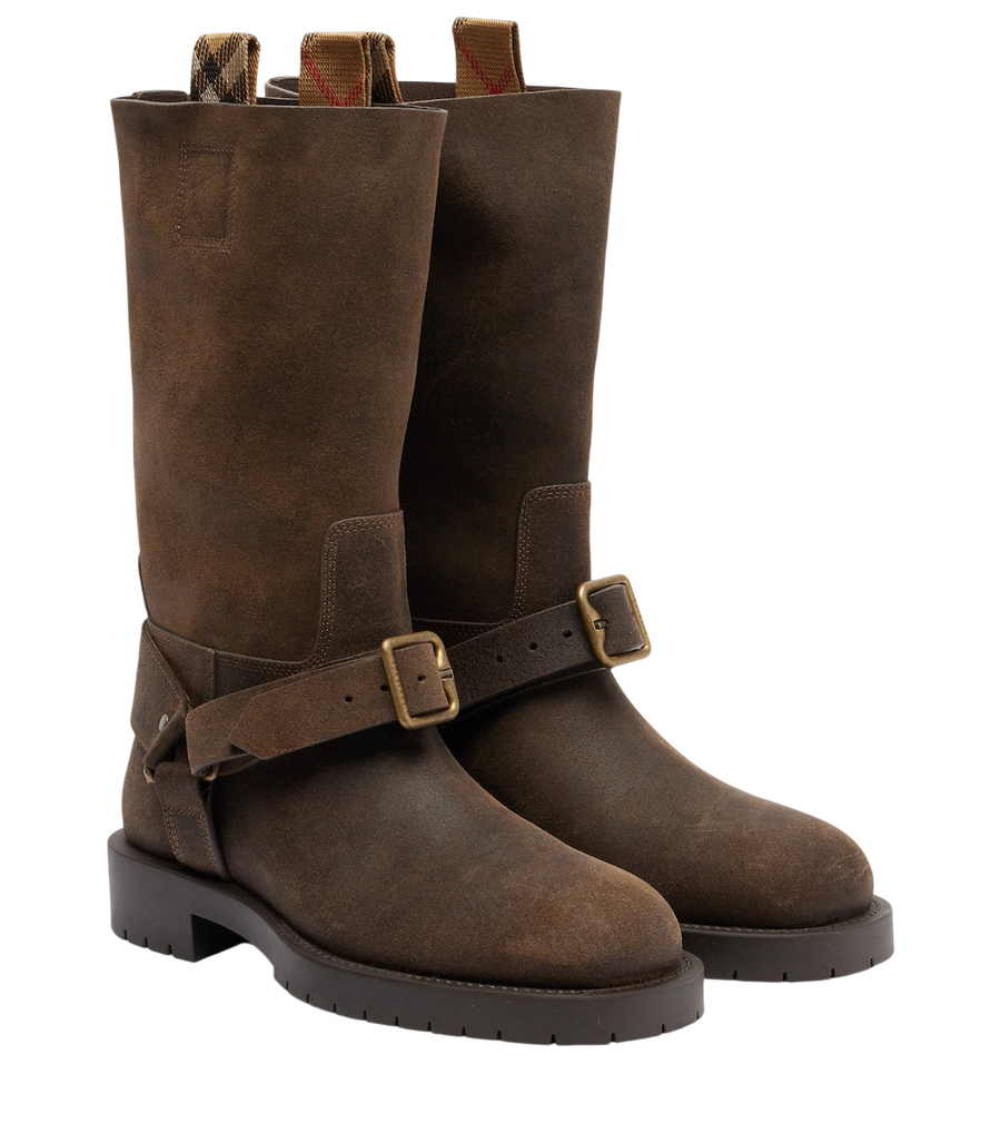 Burberry Soft Saddle suede knee-high boots