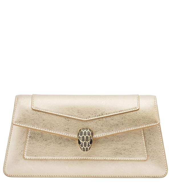 Bvlgari Pochette in pelle metallizzata Serpenti Forever