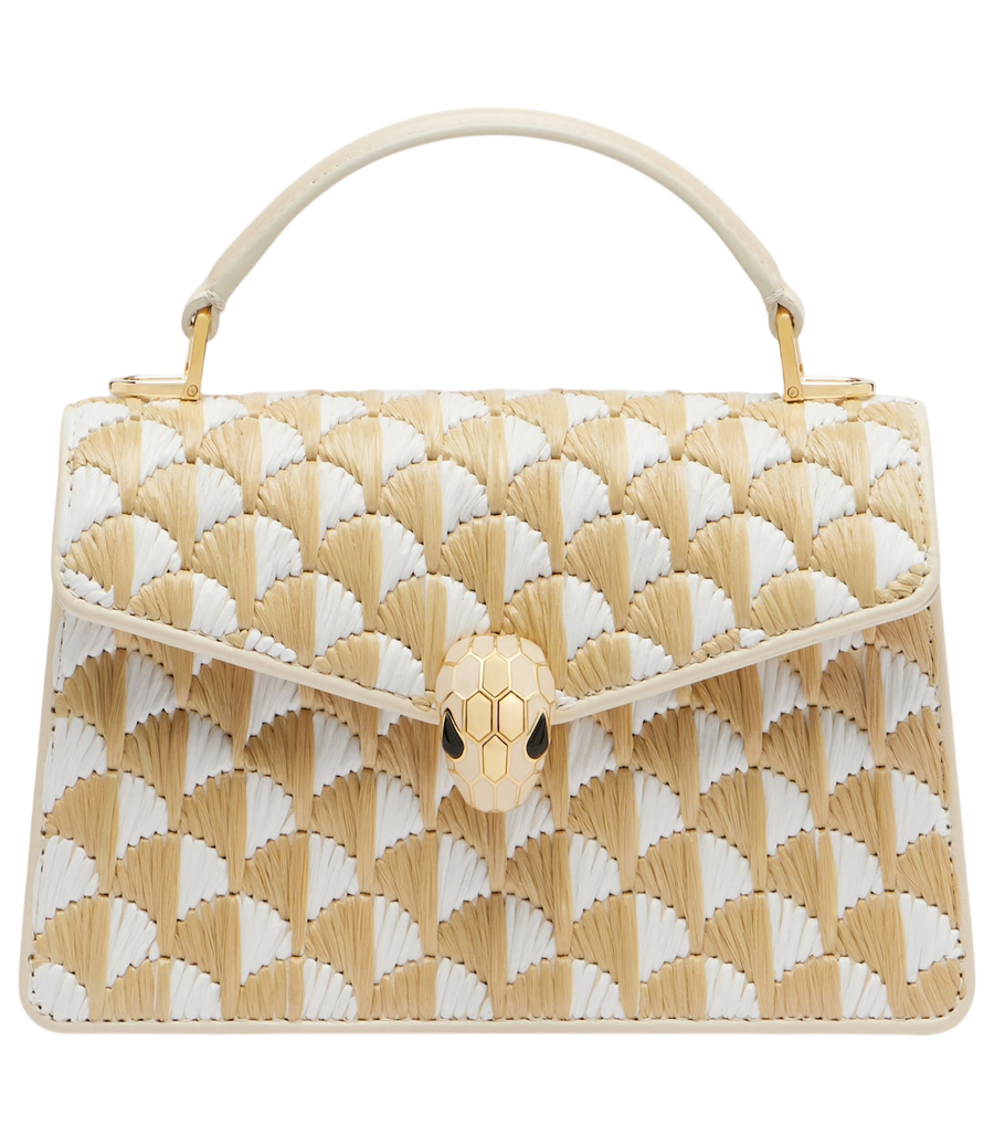 Bolso de mano mini Bvlgari Serpenti Forever de rafia