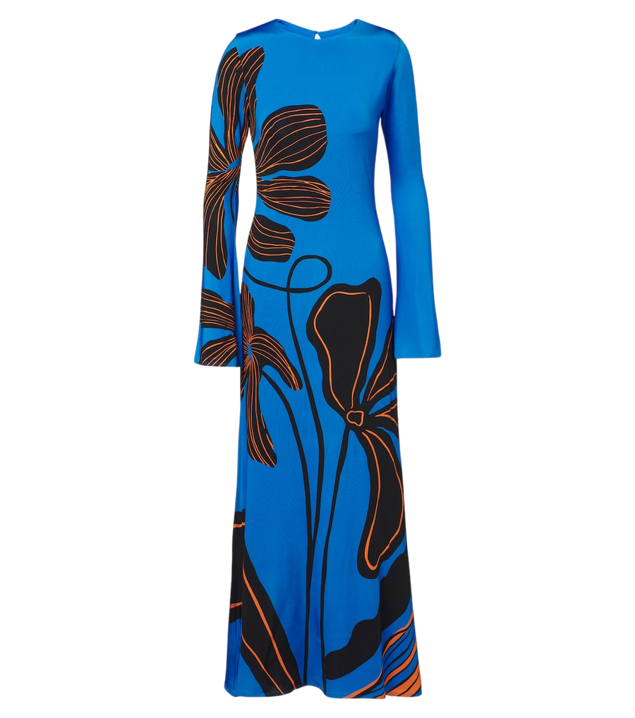Robe longue en satin floral Cala de la Cruz Amay