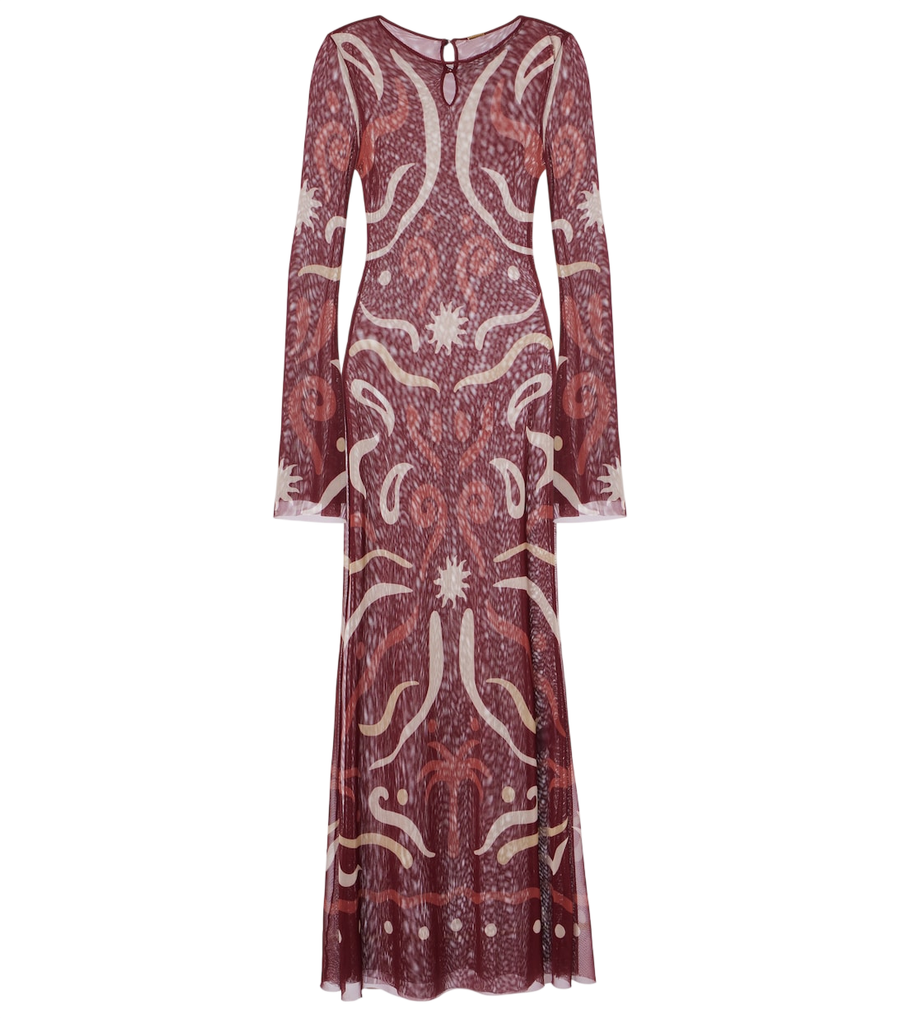 Cala de la Cruz Amay printed mesh maxi dress