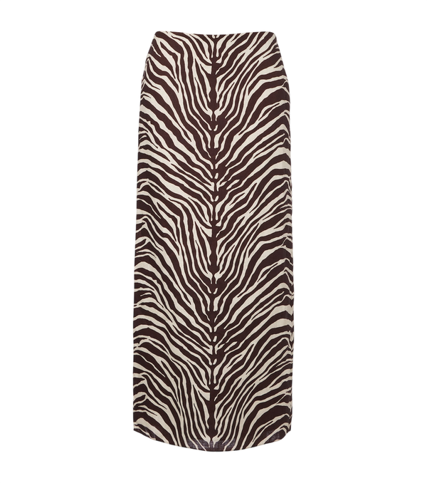 Cala de la Cruz Bruna zebra-print linen midi skirt