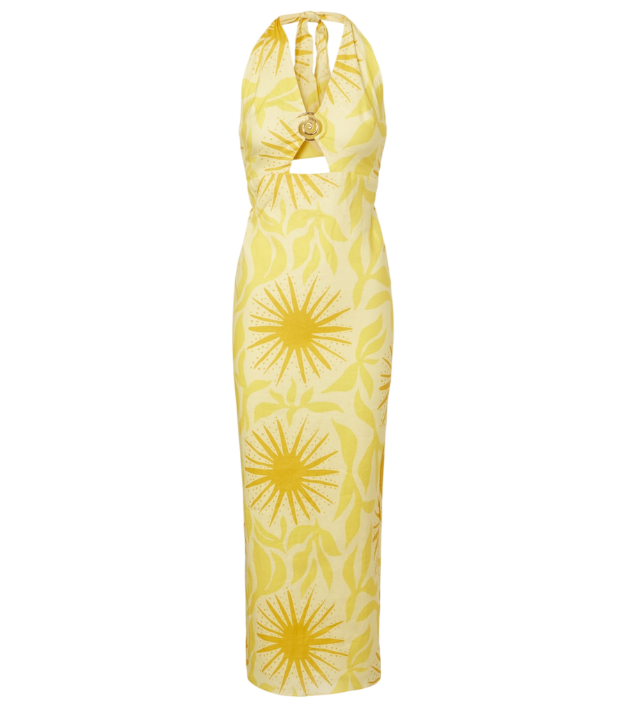 Cala de la Cruz Orly printed cutout linen midi dress