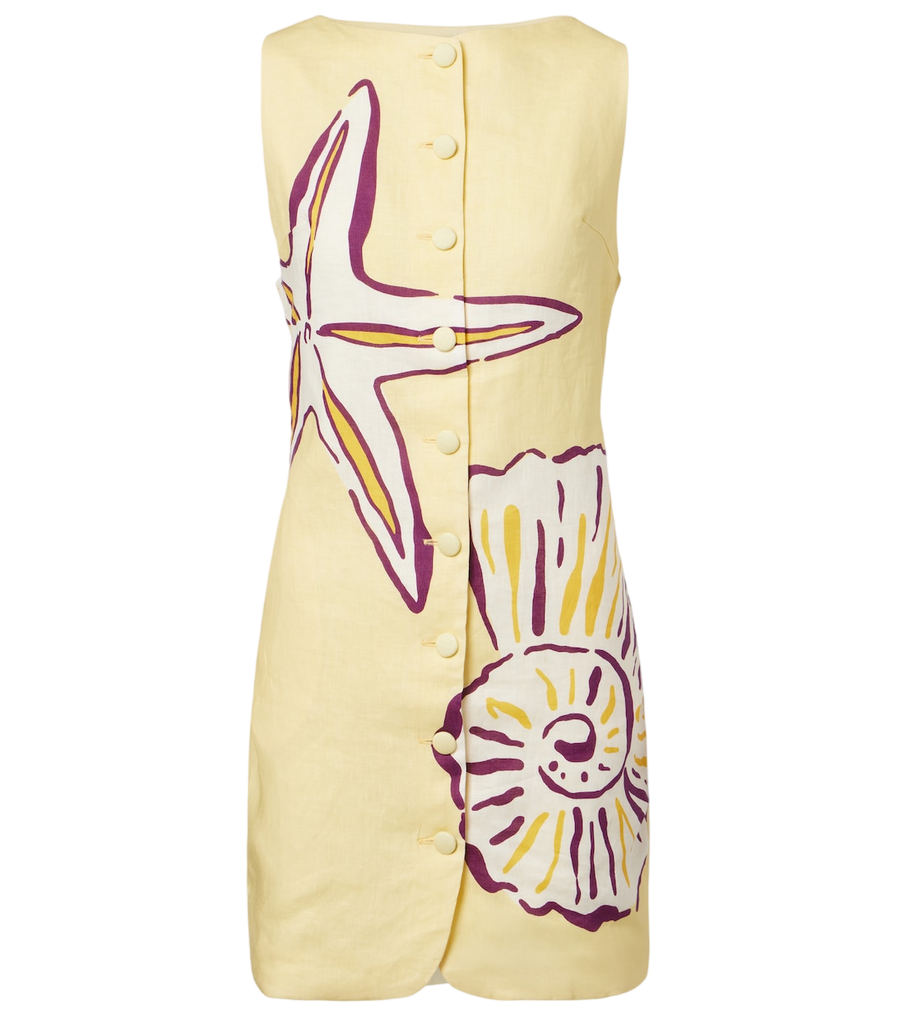 Mini-robe en lin imprimé Cala de la Cruz Rhoda