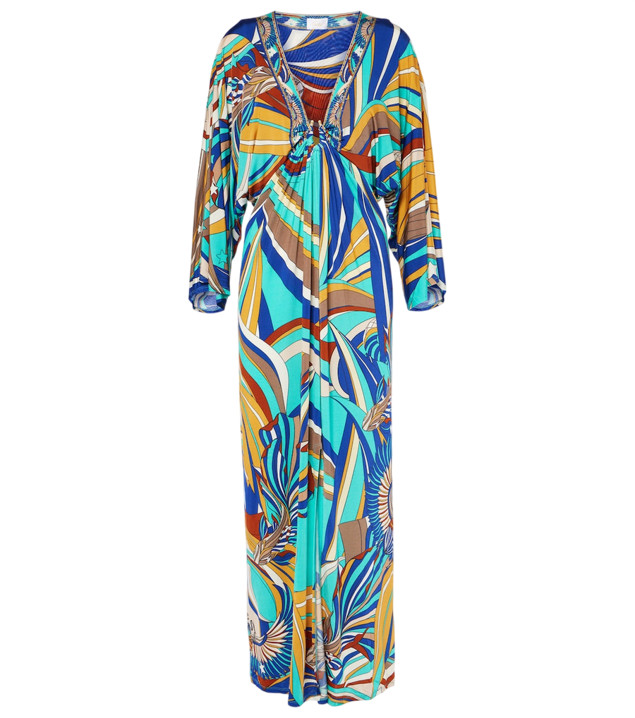 Camilla Draped printed jersey maxi dress