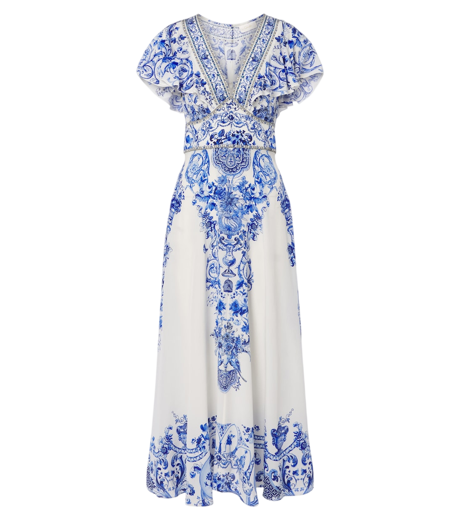 Camilla Embelished floral silk maxi dress