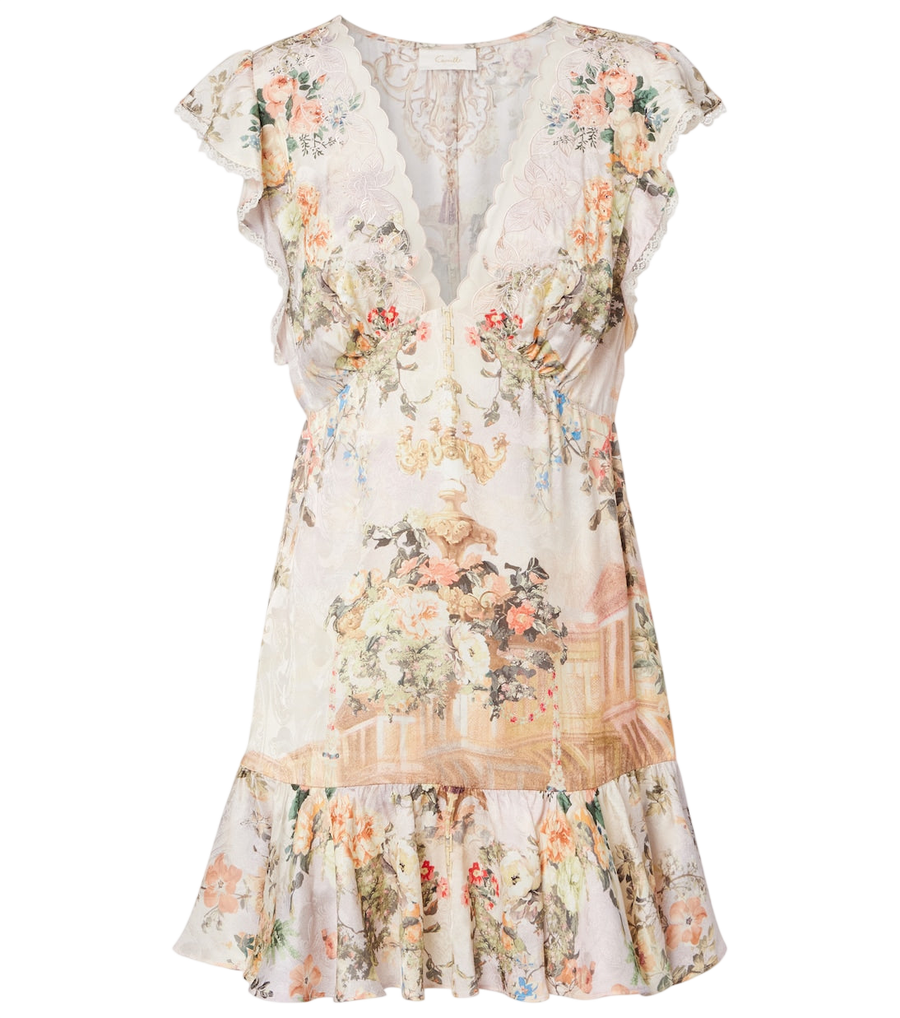 Camilla Embellished floral lace-trimmed minidress