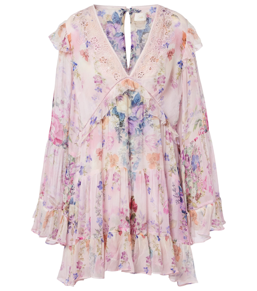 Camilla Embellished floral silk chiffon minidress