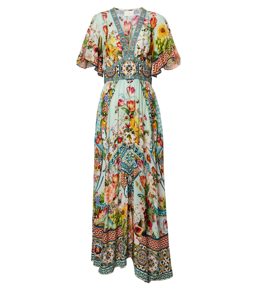 Camilla Embellished floral silk maxi dress
