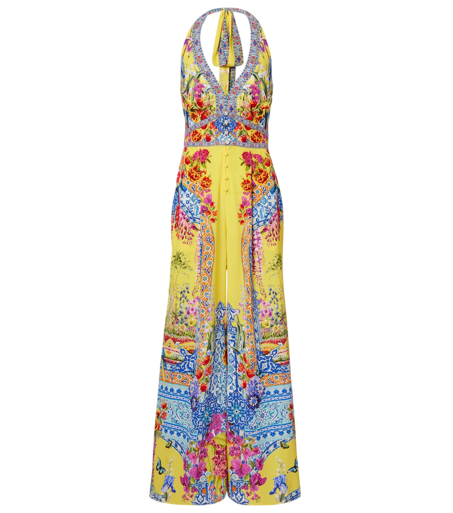 Camilla Embellished halterneck silk crêpe jumpsuit