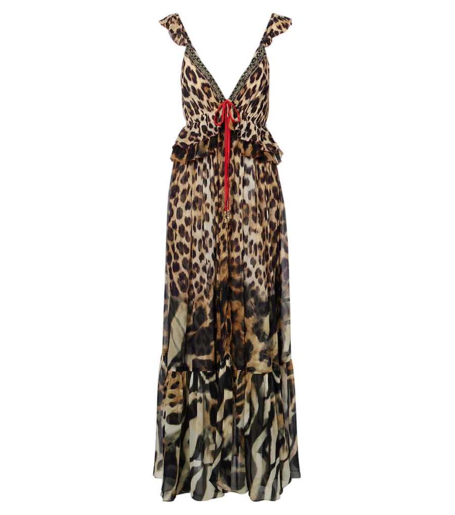 Camilla Embellished leopard-print silk chiffon maxi dress