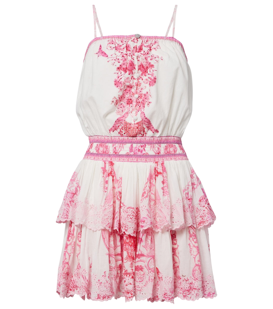 Camilla Embellished printed cotton minidress