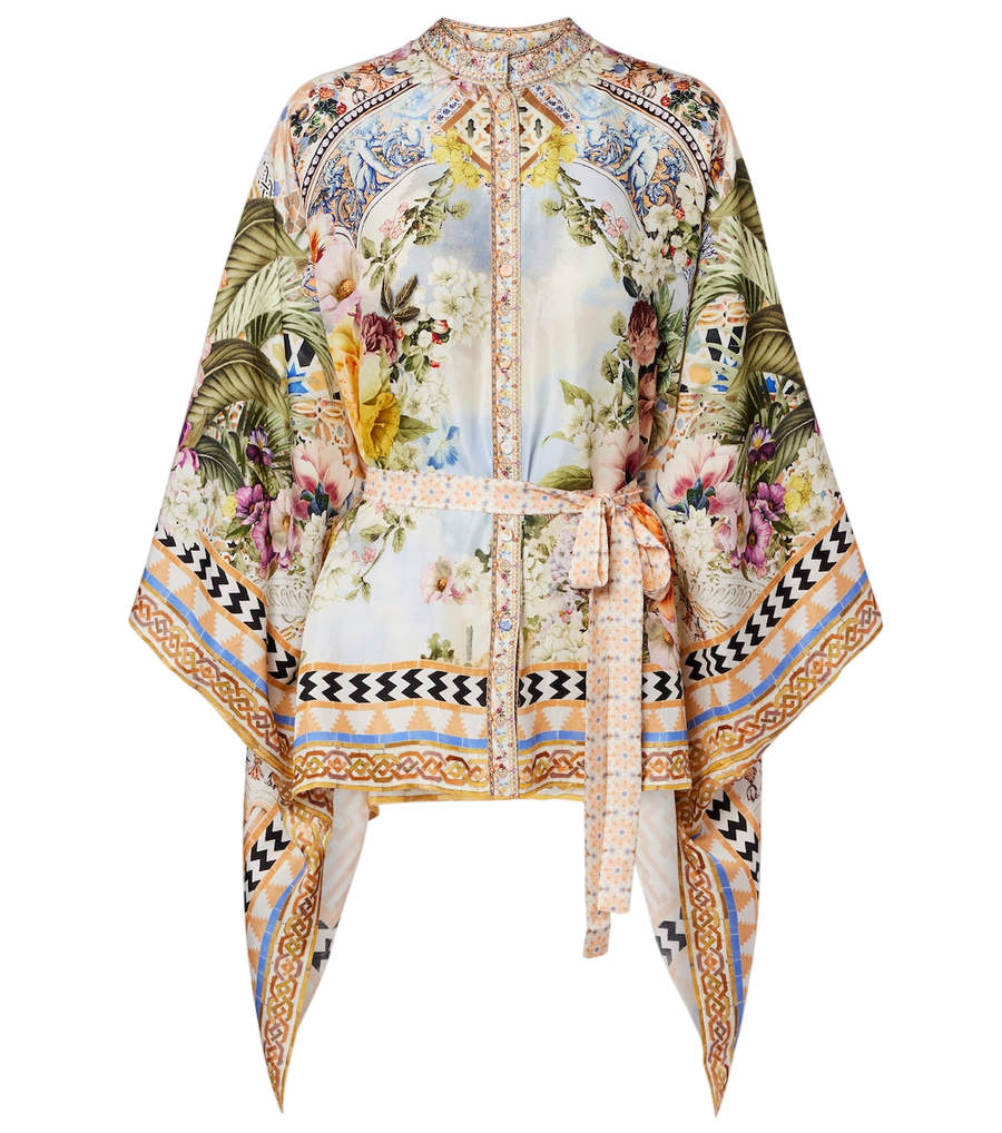 Camilla Embellished printed silk blouse