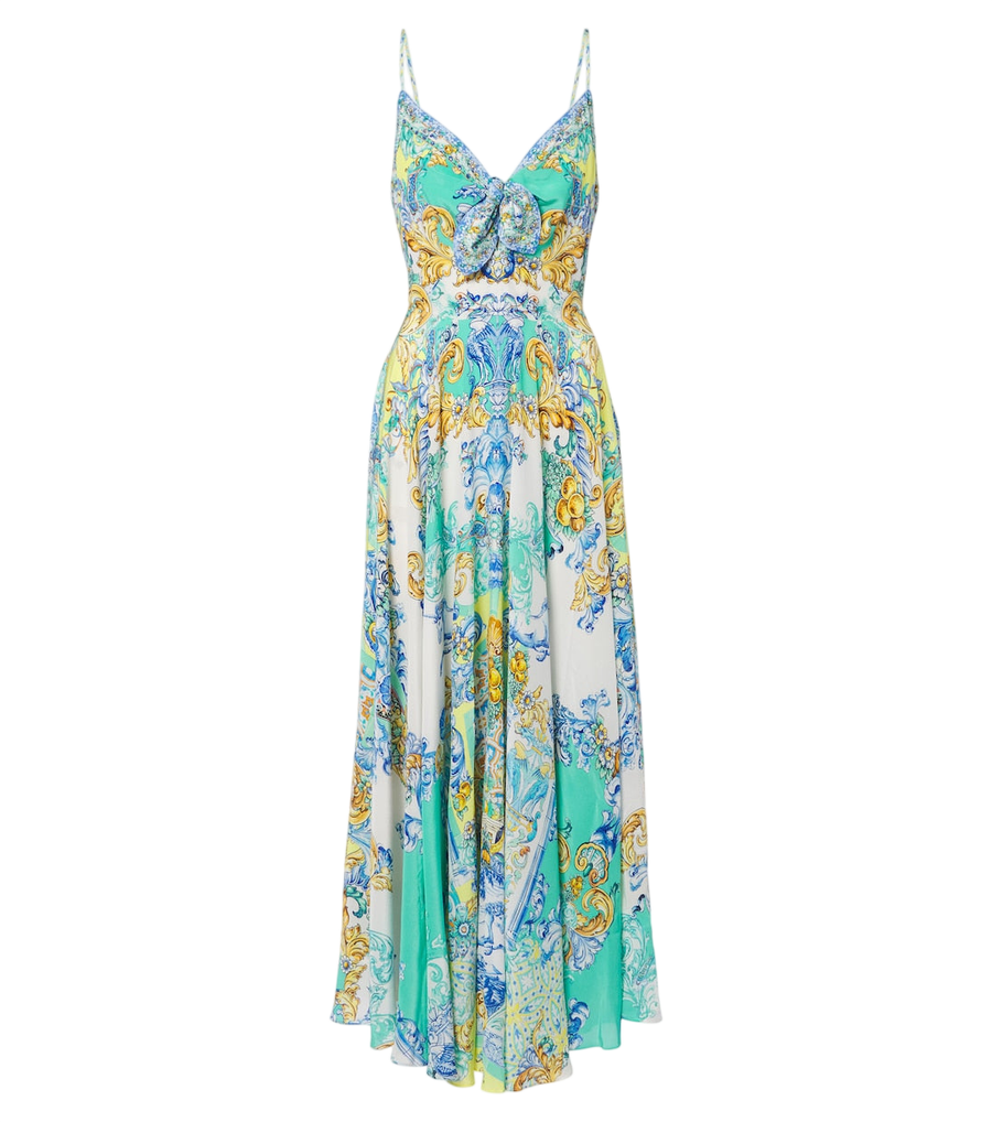 Camilla Embellished printed silk maxi dress
