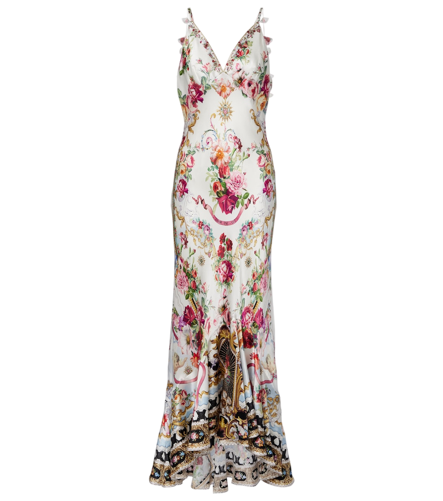 Camilla Floral silk satin maxi dress