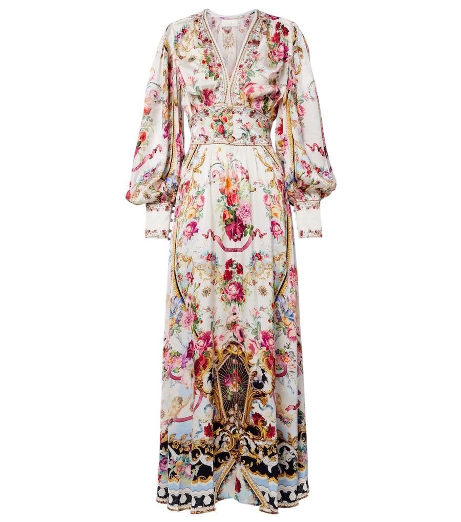 Camilla Floral silk satin maxi dress