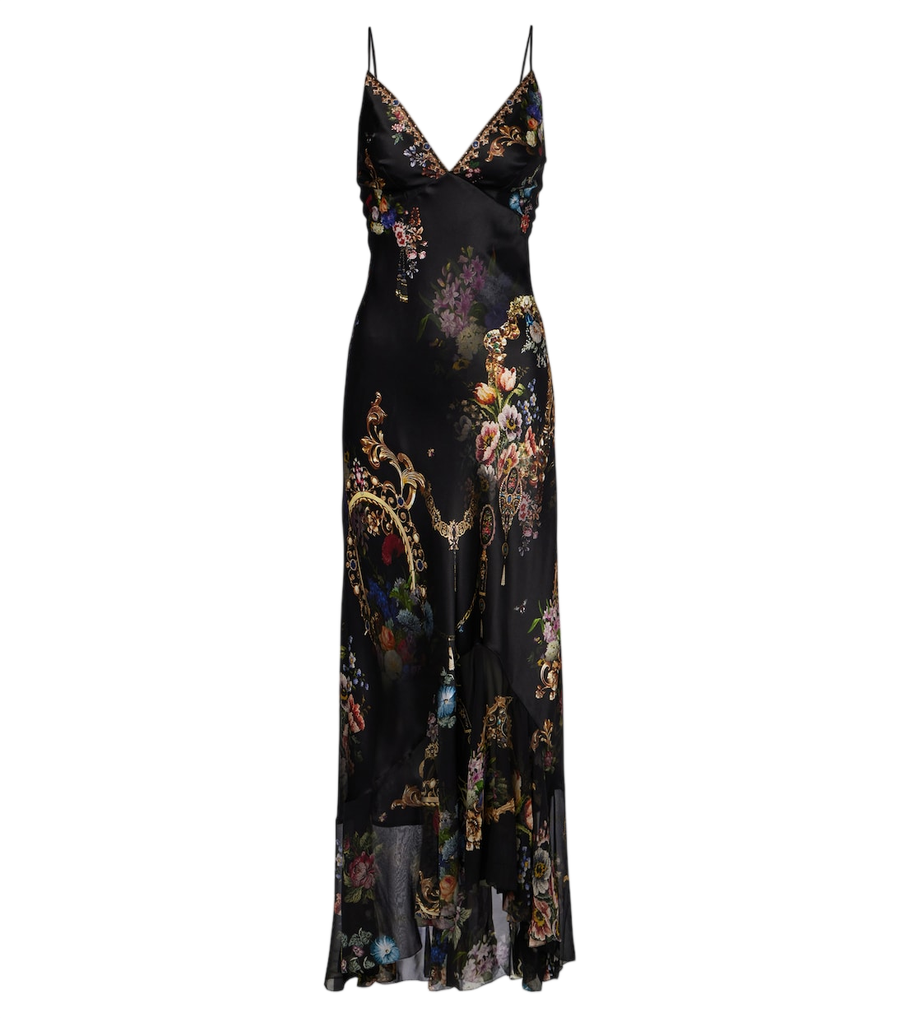 Camilla Floral silk satin slip dress