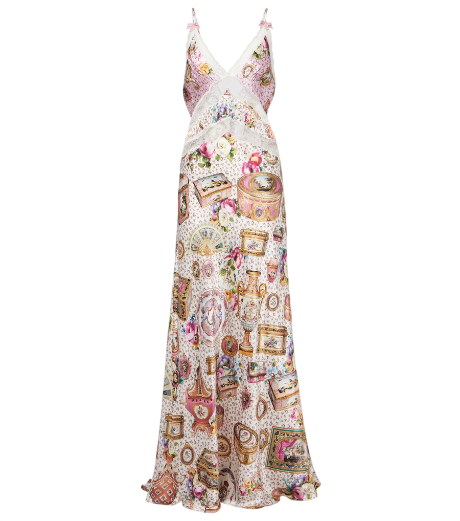 Camilla Lace-trimmed printed silk maxi dress