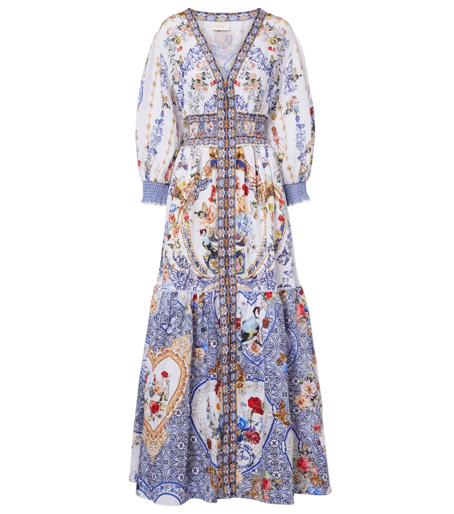 Camilla Printed linen maxi dress