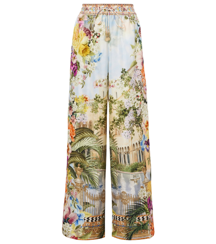 Camilla Printed silk wide-leg pants