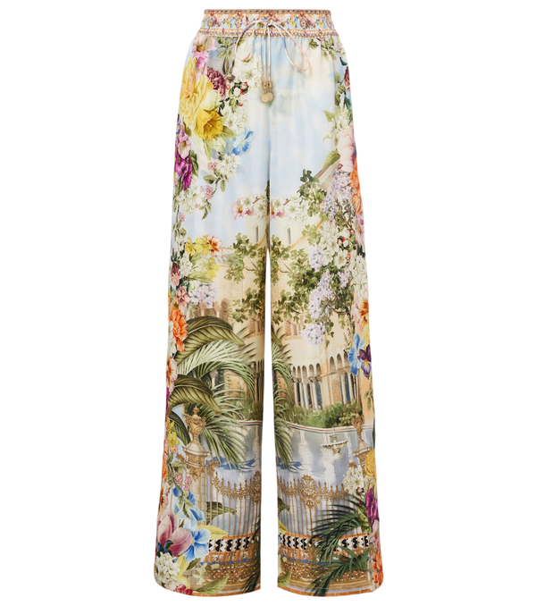 Camilla Printed silk wide-leg pants
