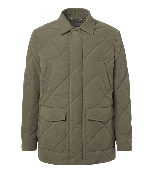 Canali Leather-trimmed quilted puffer jacket