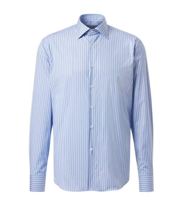 Canali Striped cotton poplin shirt