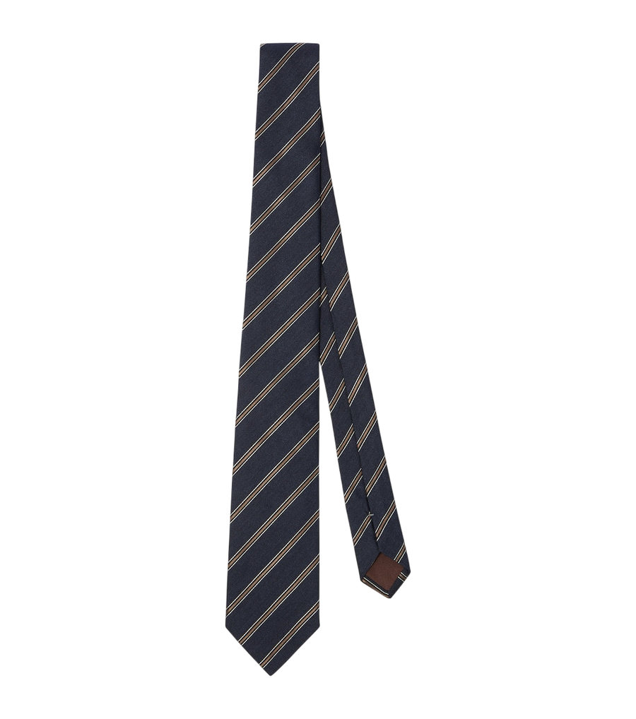 Canali Striped silk and wool tie