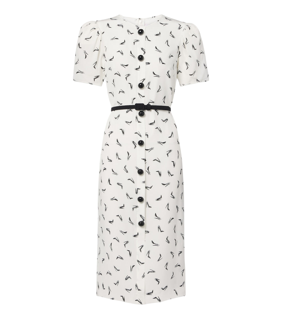 Robe midi en crêpe de chine de soie ceinturée Carolina Herrera