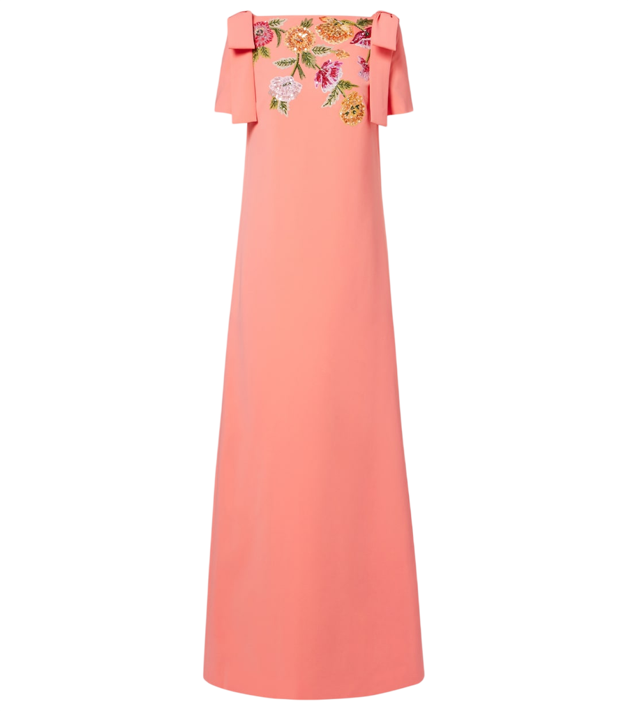 Robe longue fleurie ornée de détails à nœuds Carolina Herrera