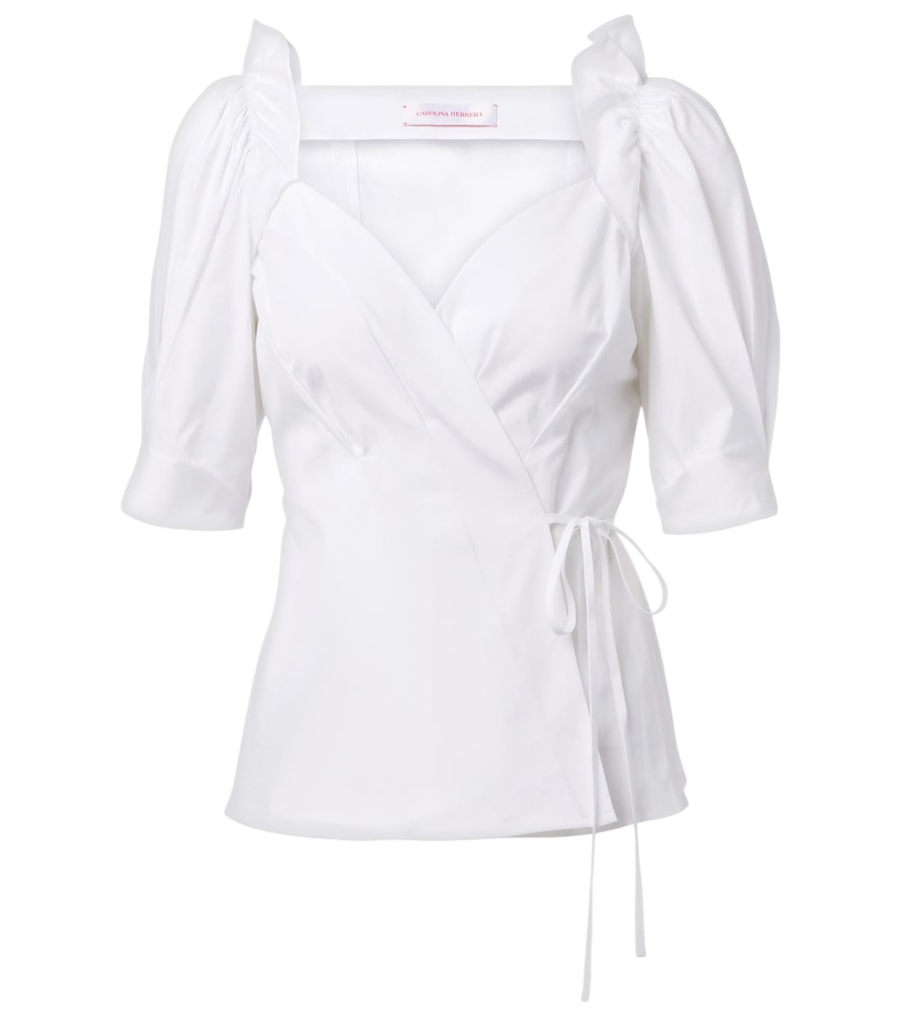 Carolina Herrera Cotton-blend wrap top