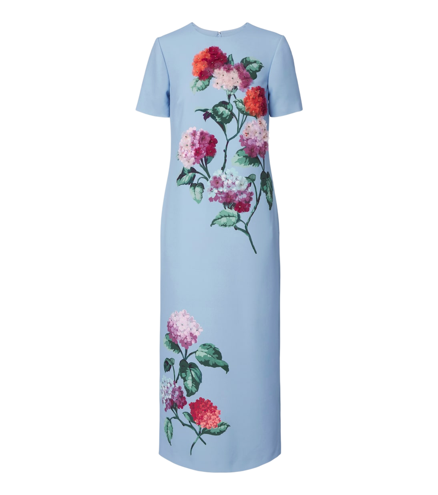 Robe midi Carolina Herrera à ornements et applications florales