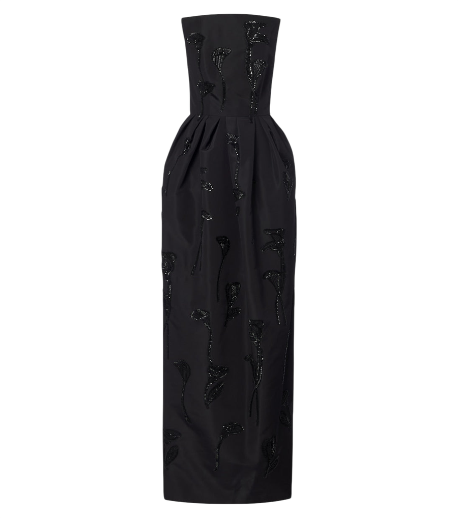 Carolina Herrera Embellished strapless silk bustier gown